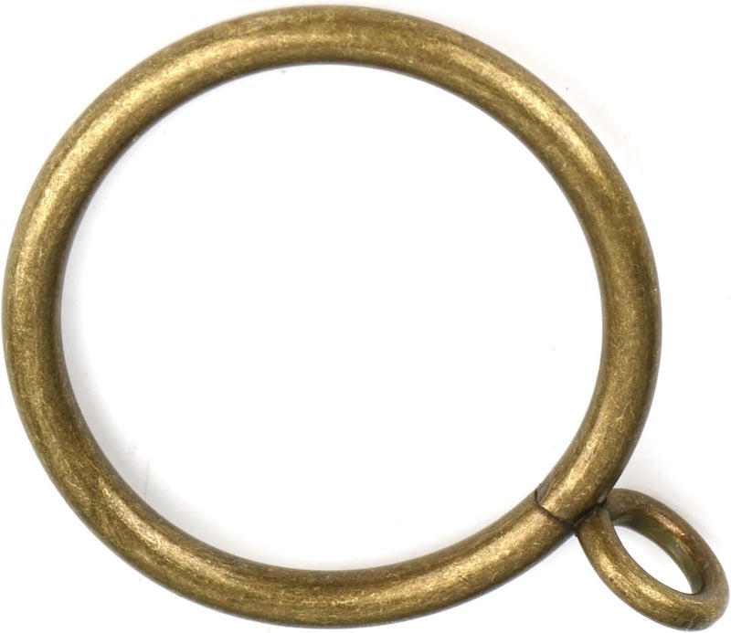 Hanitronic Antique Brass Curtain Rings with Eyelets for Up to 1.2-inch Curtain Rods (Set of 30 PCS Curtain Rings) - Image 1